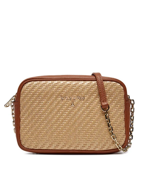 Borsa con Inserti in Rafia / Beige - Ideal Moda