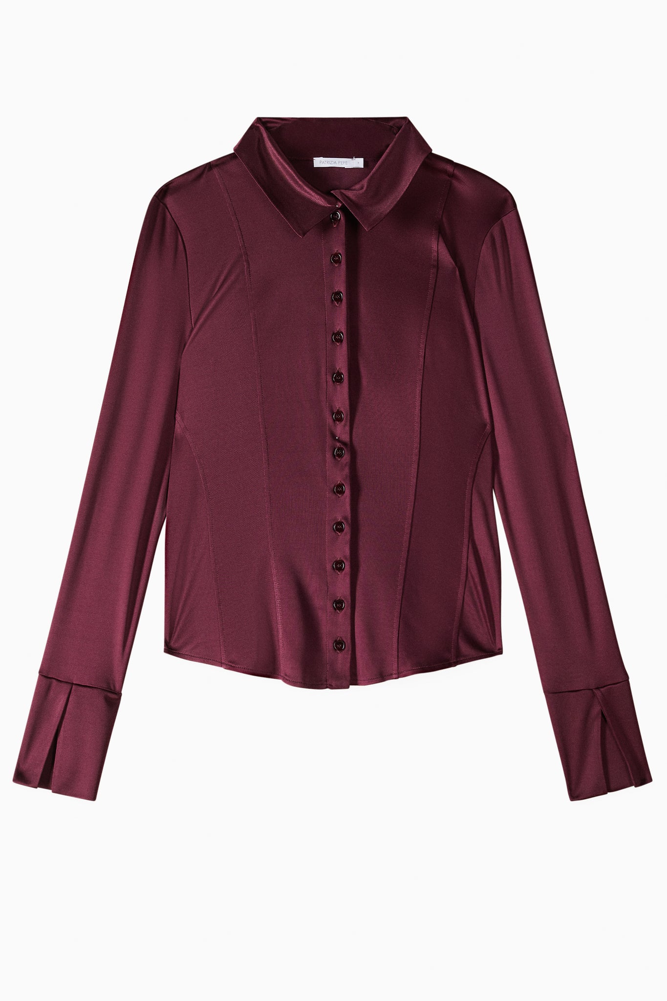 Camicia Slim Fit in Jersey Lucido / Bordeaux - Ideal Moda