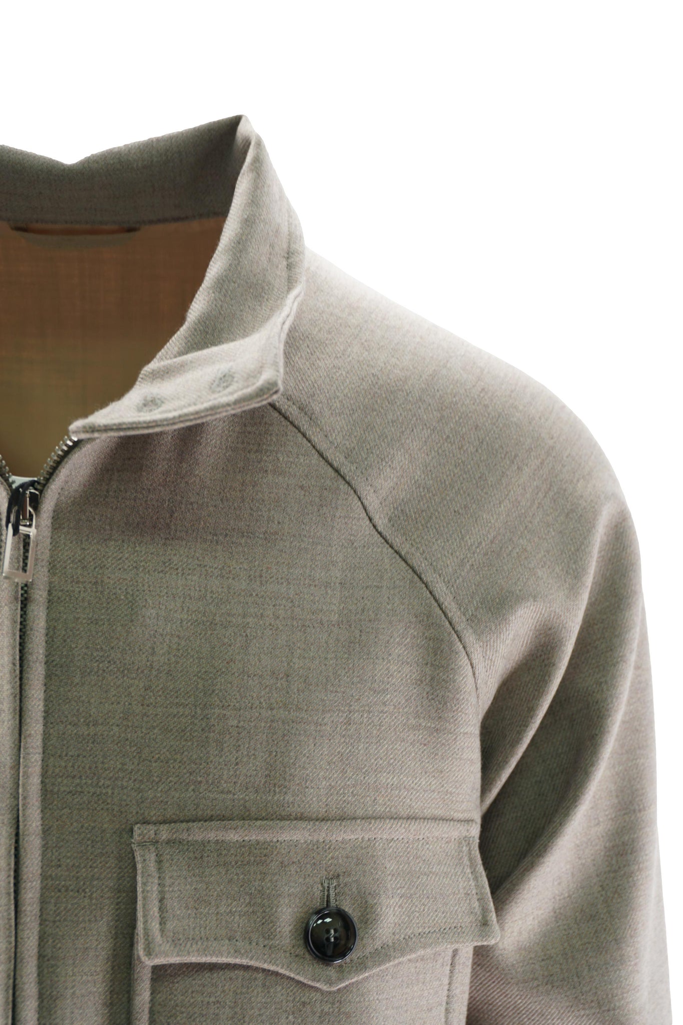 Giacca in Misto Lana con Chiusura Zip / Beige