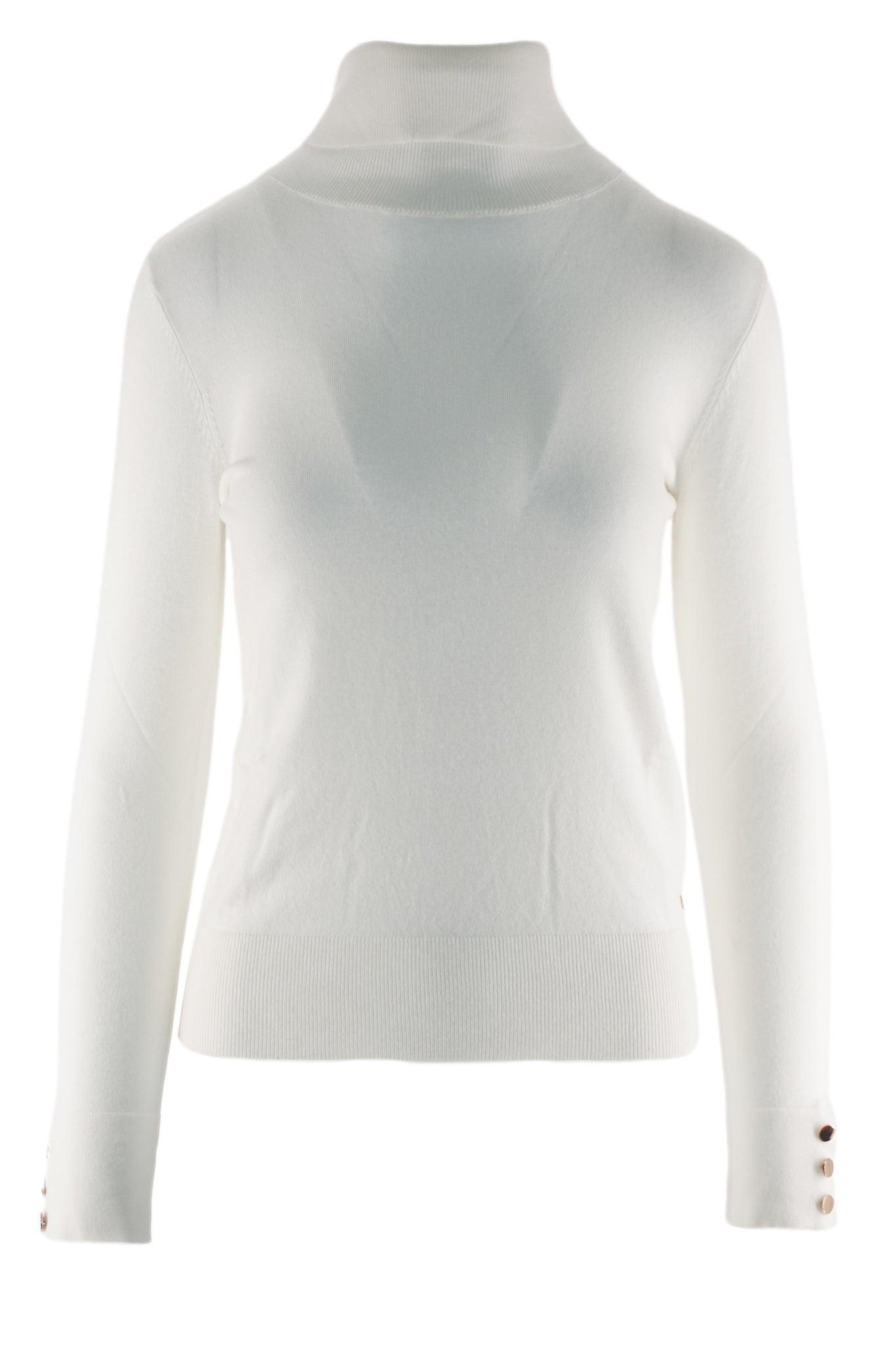Maglia Dolcevita con Dettaglio Bottoni / Bianco - Ideal Moda