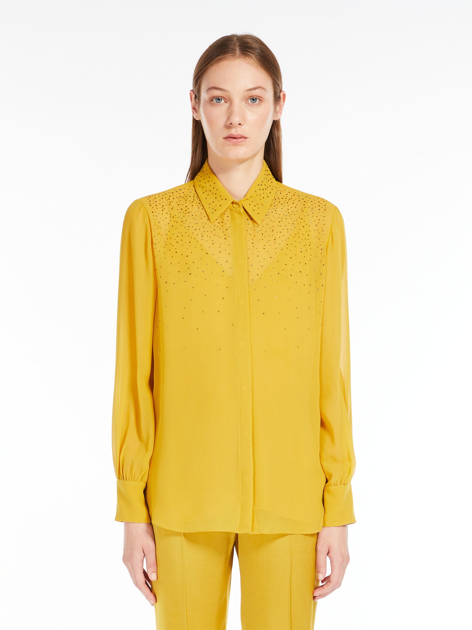 Camicia in Gerogette di Seta / Giallo - Ideal Moda