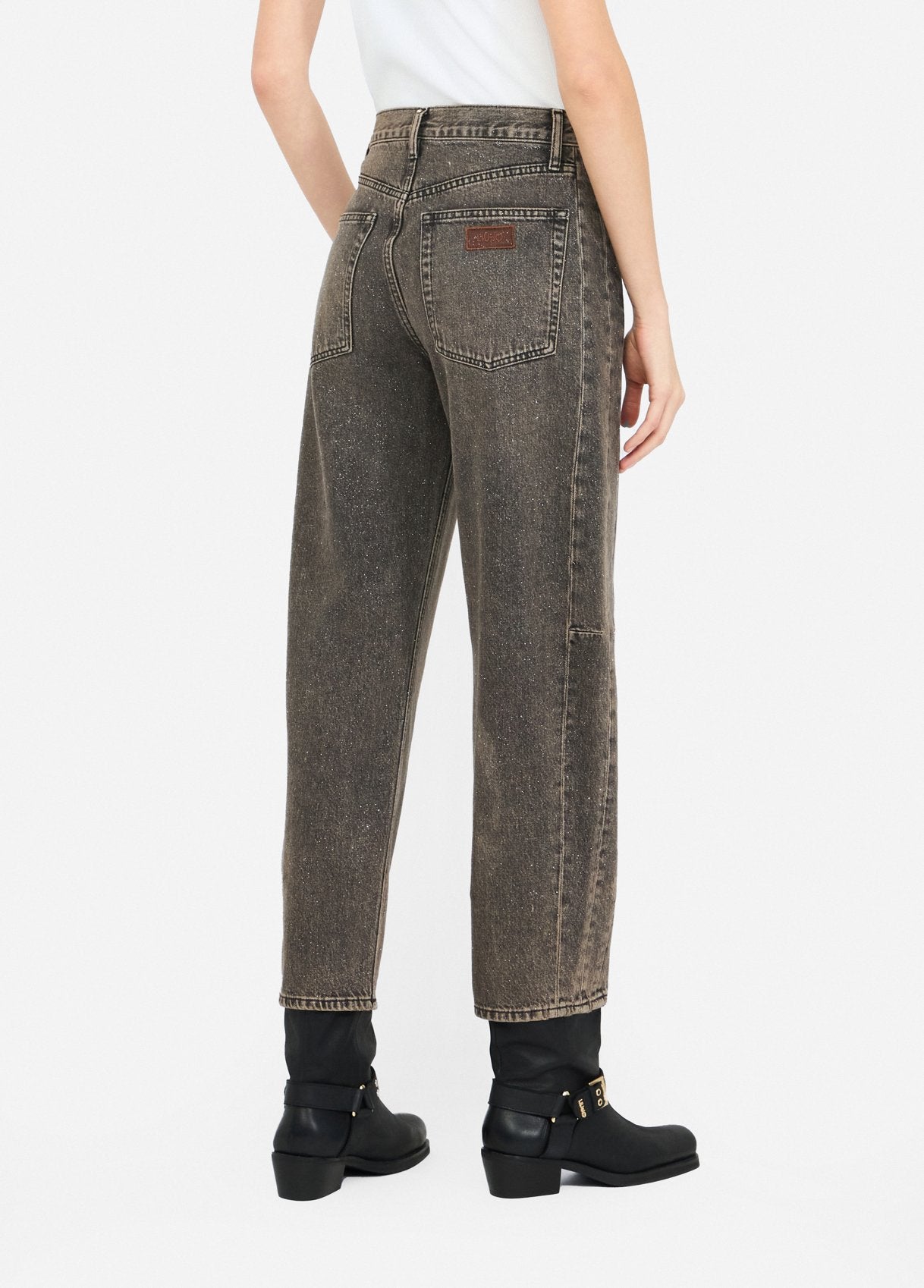 Jeans Boyfriend con Glitter / Grigio