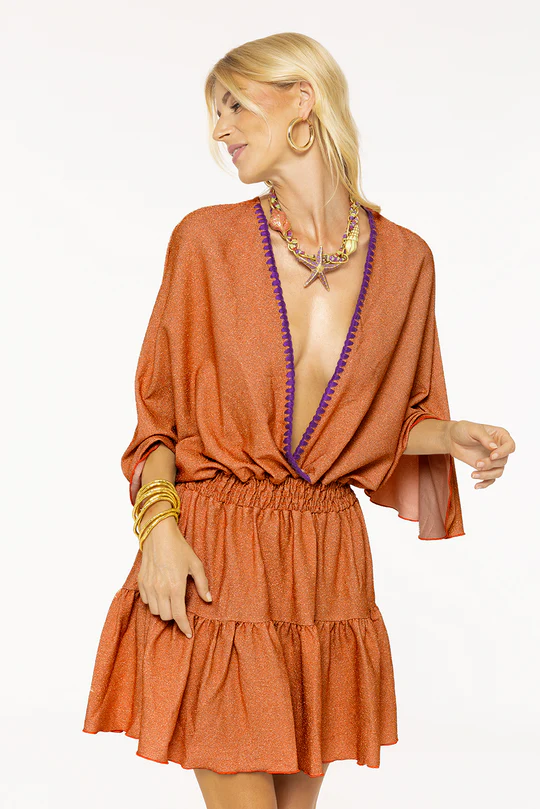 Abito Coto in Lurex / Arancione - Ideal Moda