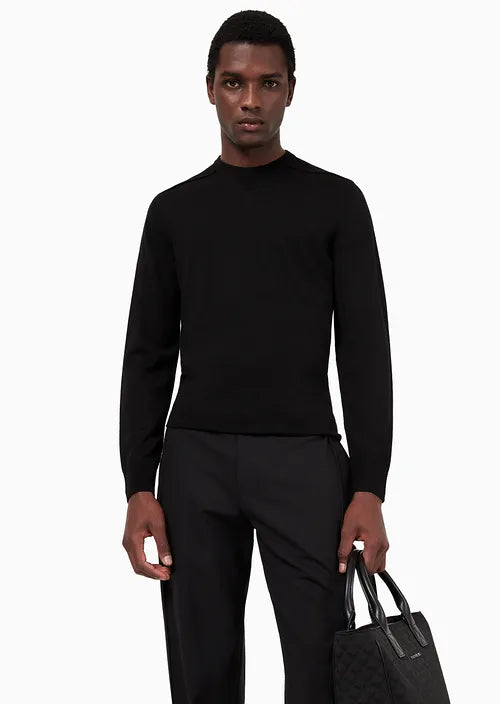 Maglione Girocollo in Misto Lana / Nero - Ideal Moda