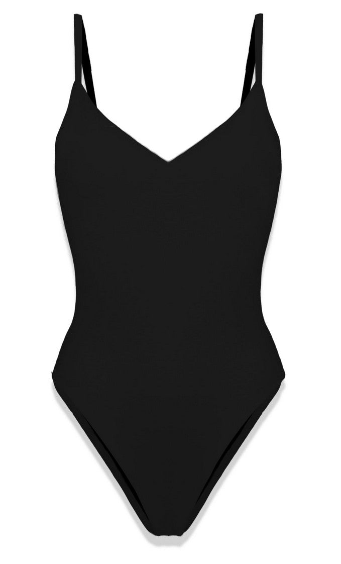 Costume Intero con Spalline Sottili / Nero - Ideal Moda