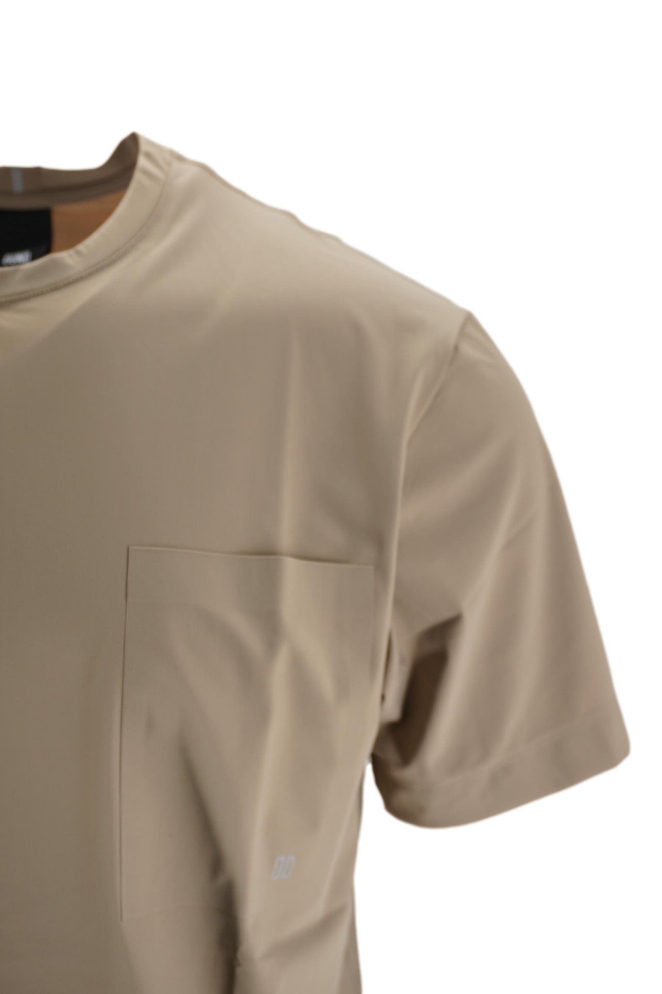 T-Shirt in Tessuto Tecnico con Taschino / Beige - Ideal Moda