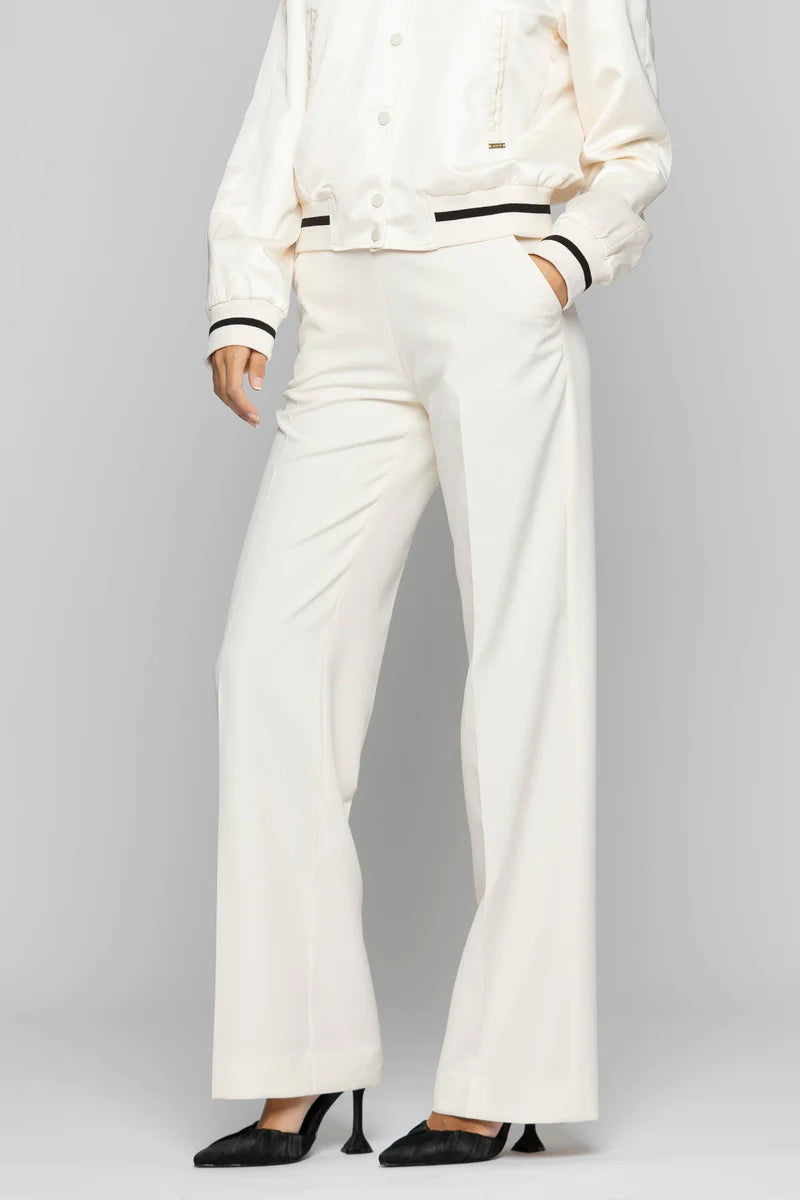Pantalone Elegante a Vita Alta / Bianco - Ideal Moda