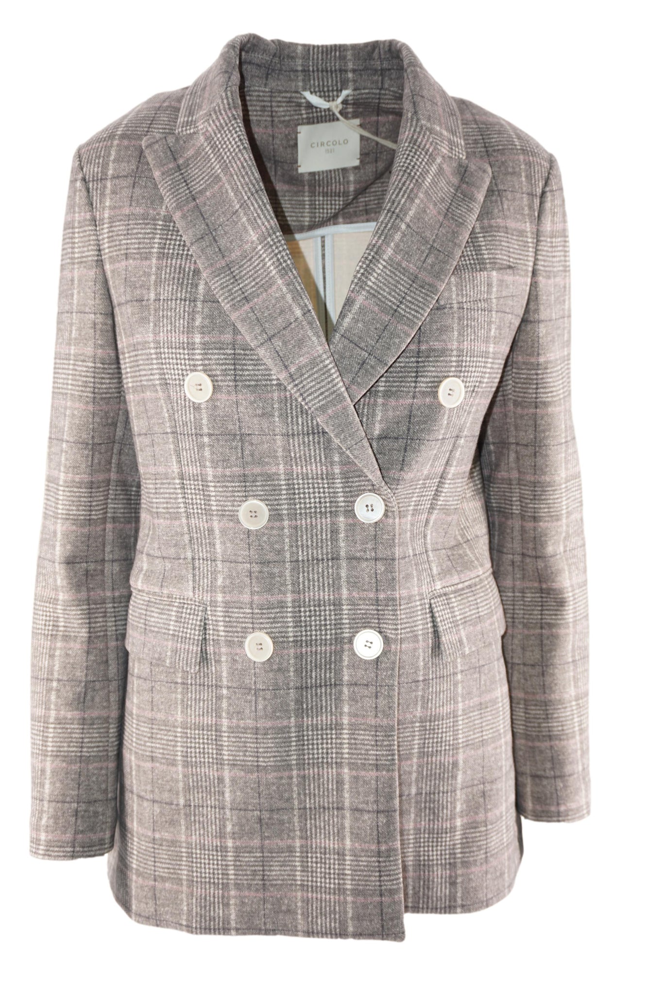 Giacca Doppiopetto con Fantasia / Grigio - Ideal Moda