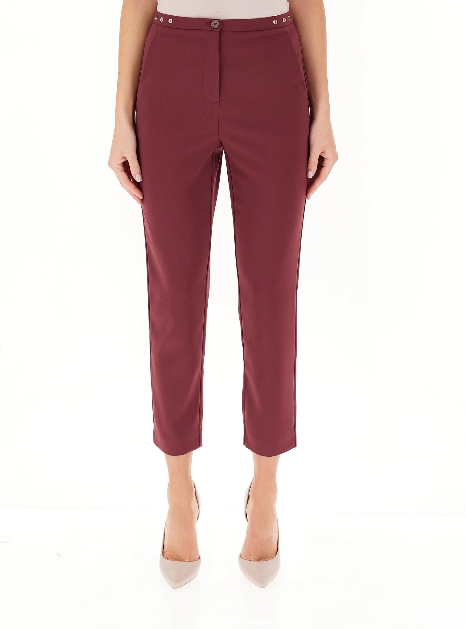 Pantalone a Sigaretta in Crepe / Bordeaux - Ideal Moda
