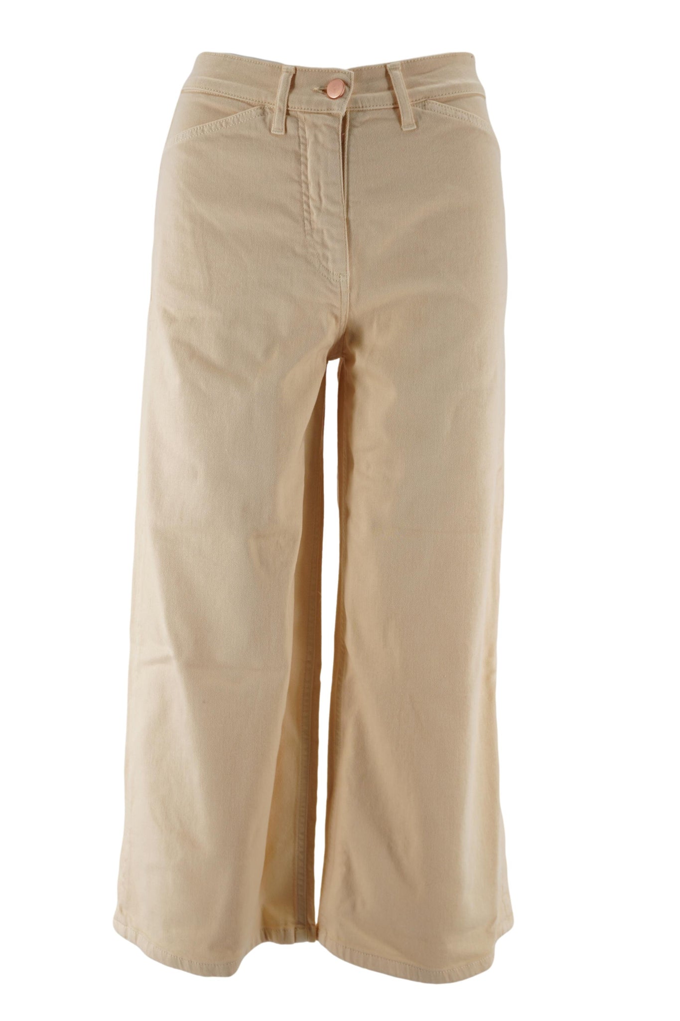 Jeans Cropped Fit con Mezzo Elastico / Beige - Ideal Moda