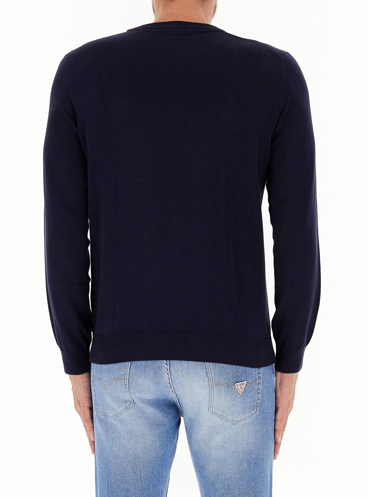 Maglia Girocollo in Misto Cotone / Blu - Ideal Moda