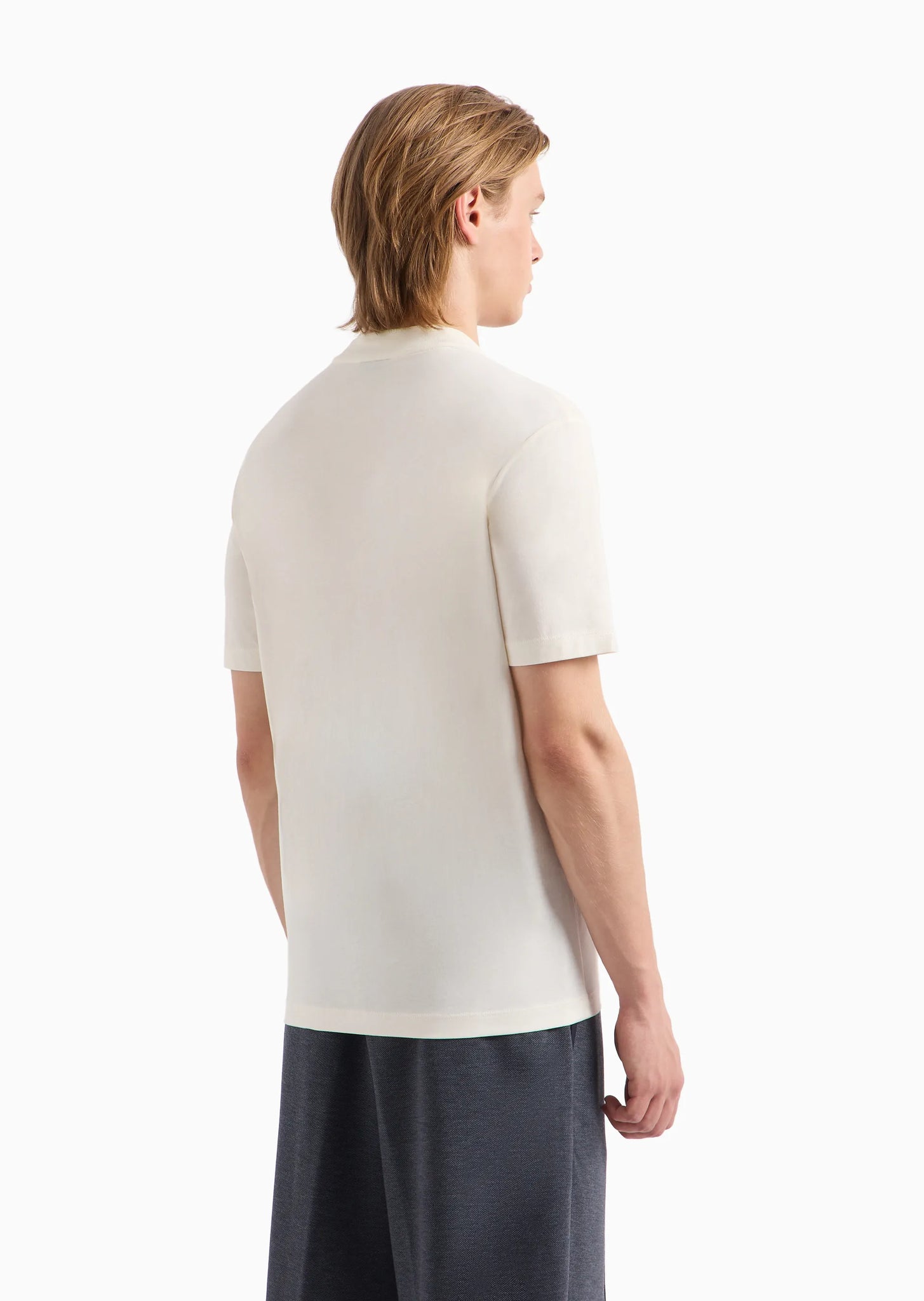 T-Shirt in Jersey Pima con Ricamo Logo / Bianco - Ideal Moda