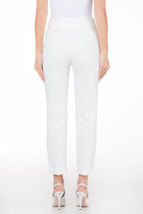 Pantalone a Sigaretta Slim Fit / Bianco - Ideal Moda