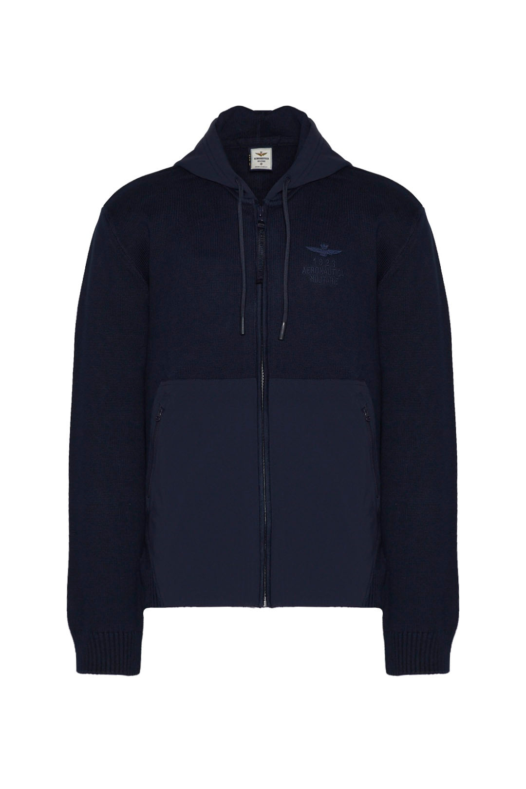 Maglia Full Zip con Cappuccio / Blu - Ideal Moda