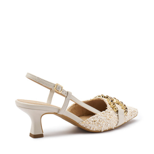 Slingback Gioiello con Tacco / Beige - Ideal Moda