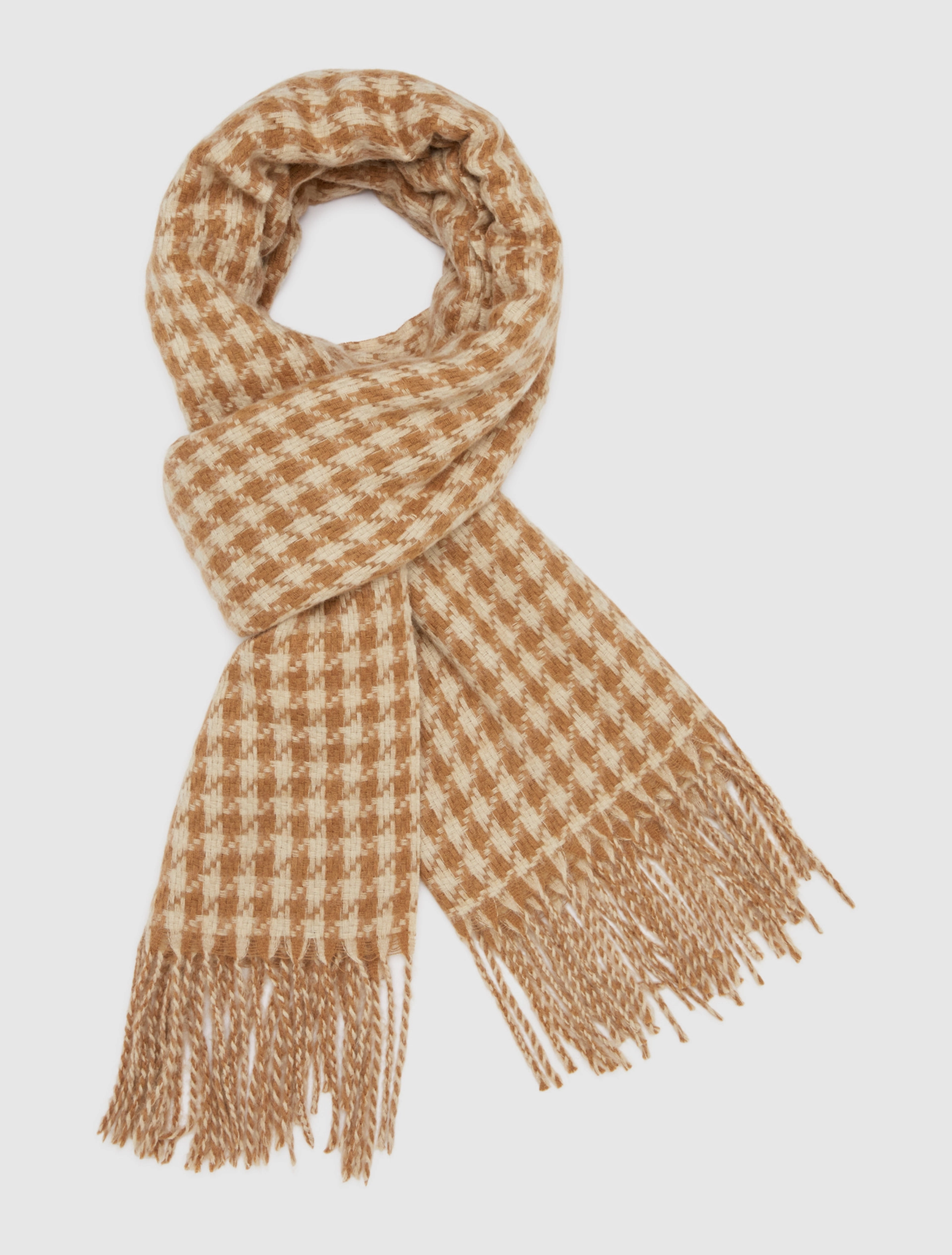 Sciarpa con Fantasia Pied De Poule / Beige - Ideal Moda