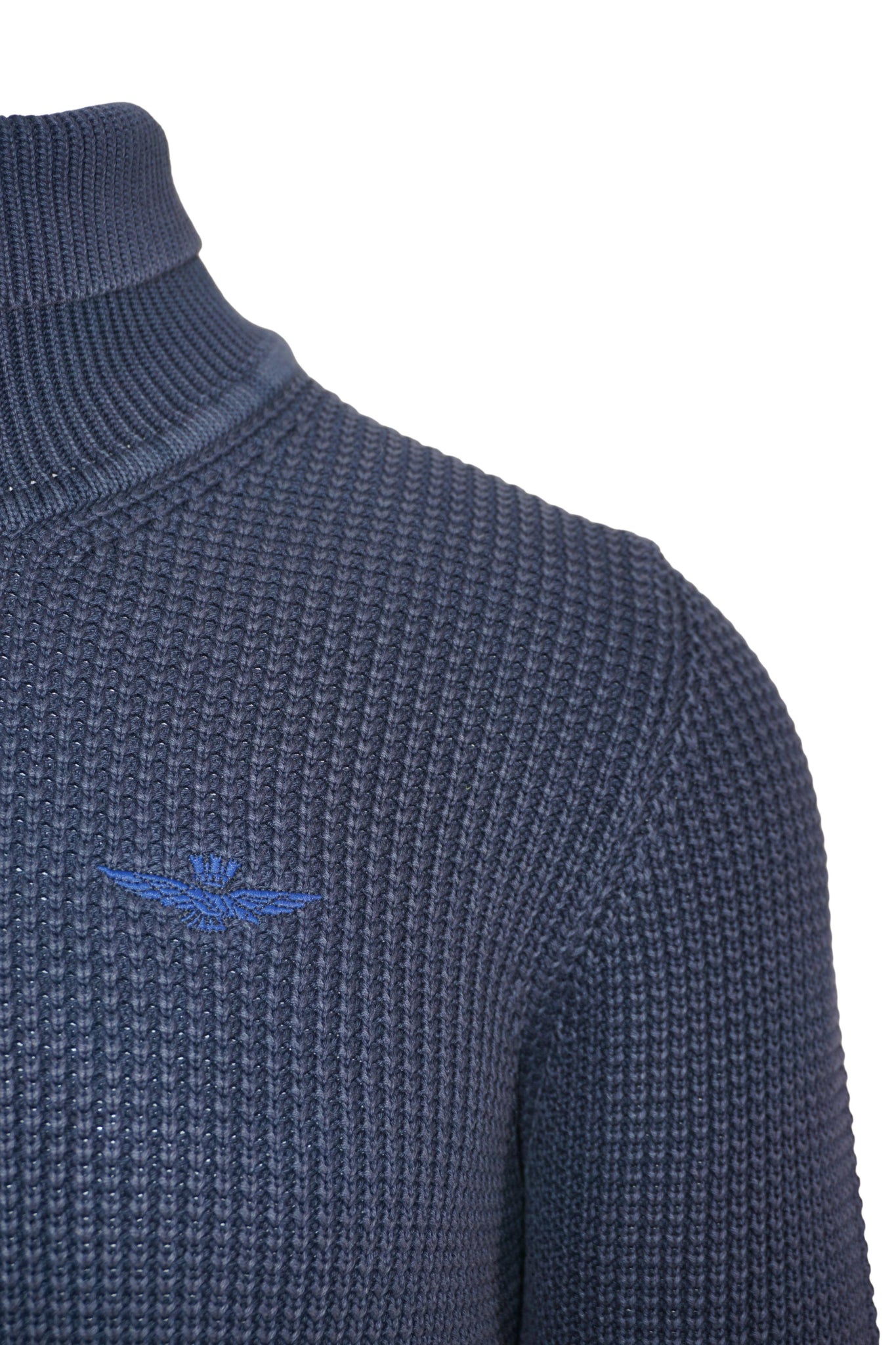 Maglia Dolcevita con Logo Ricamato / Blu - Ideal Moda