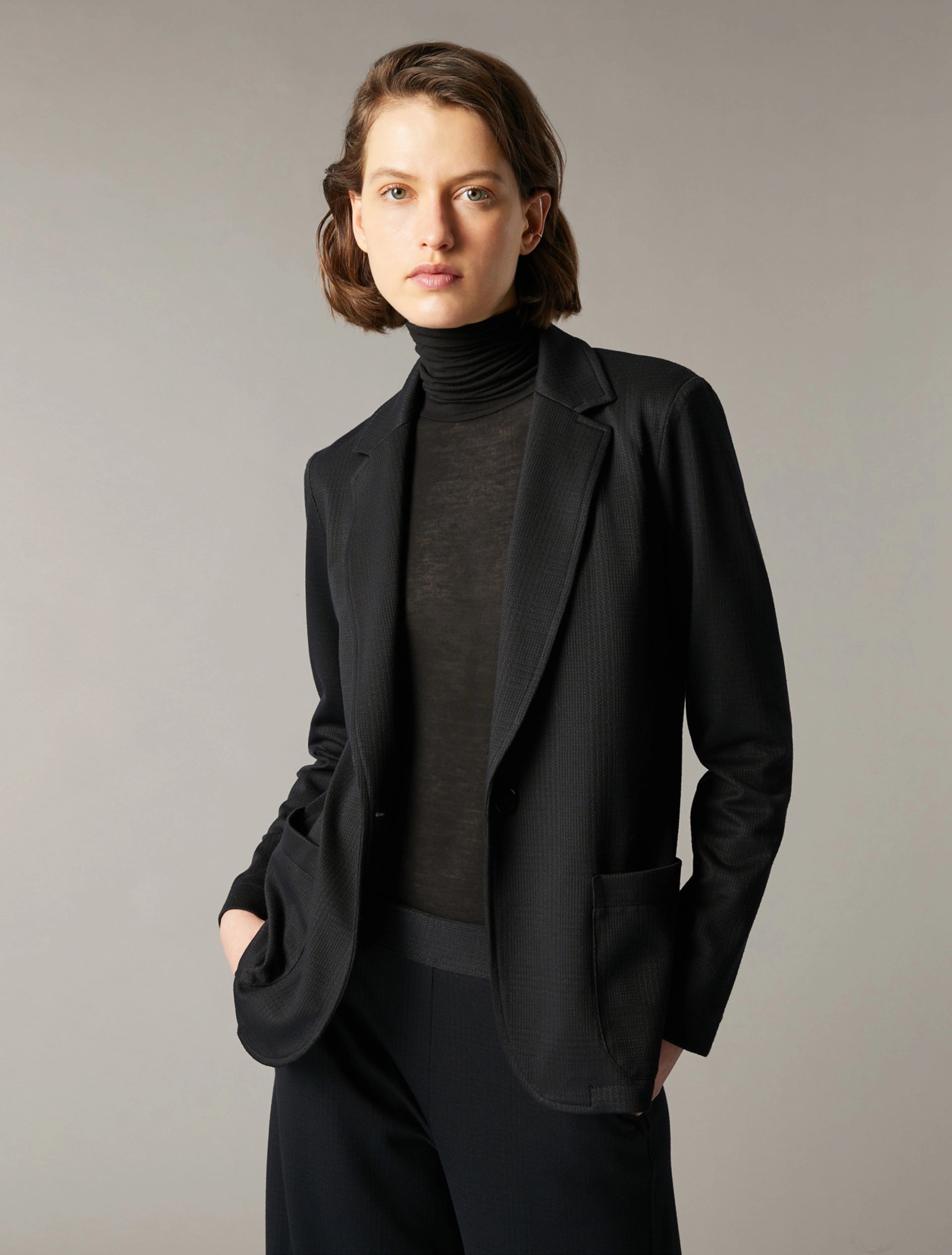 Blazer in Jersey Jacquard / Blu - Ideal Moda