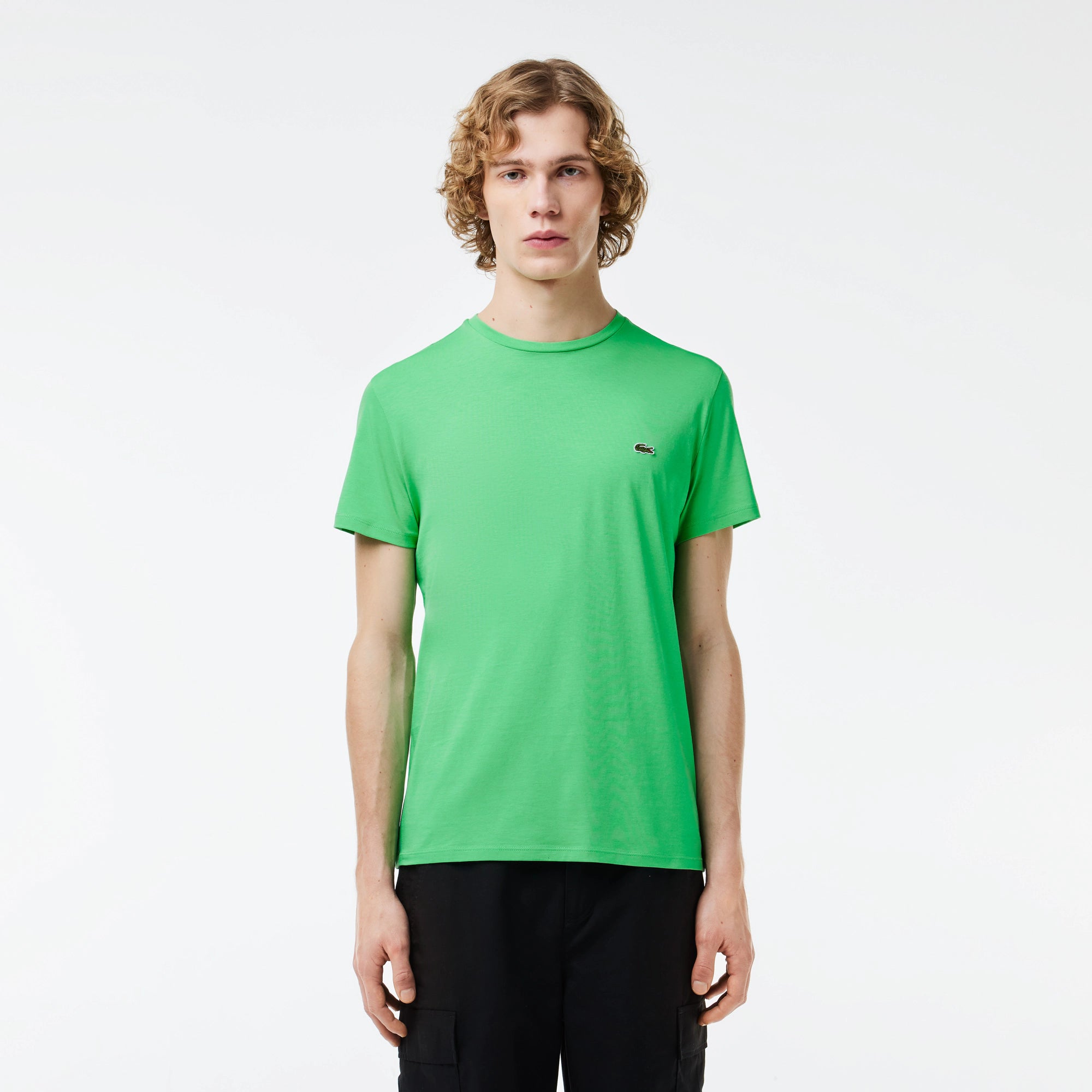 T-Shirt a Girocollo in Jersey di Cotone Pima / Verde - Ideal Moda