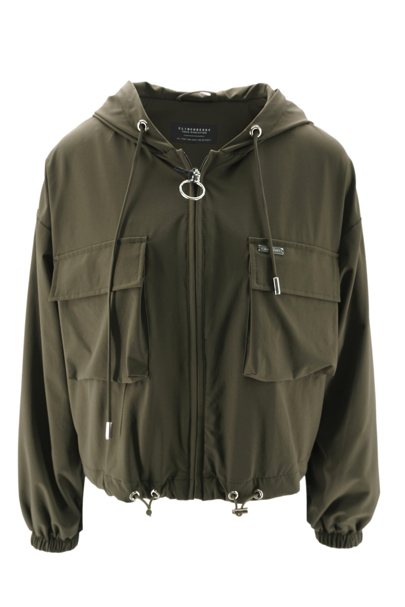 Giubbino Crop Fit in Tessuto Tecnico / Verde - Ideal Moda