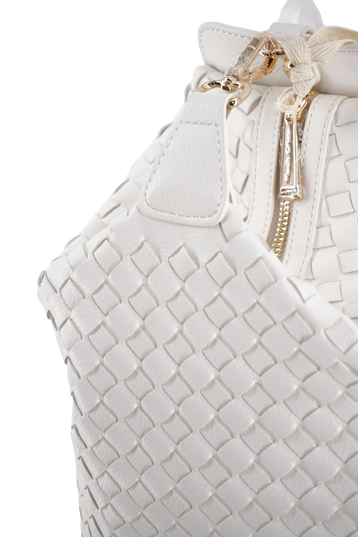 Zaino con Tessuto a Intreccio / Bianco - Ideal Moda