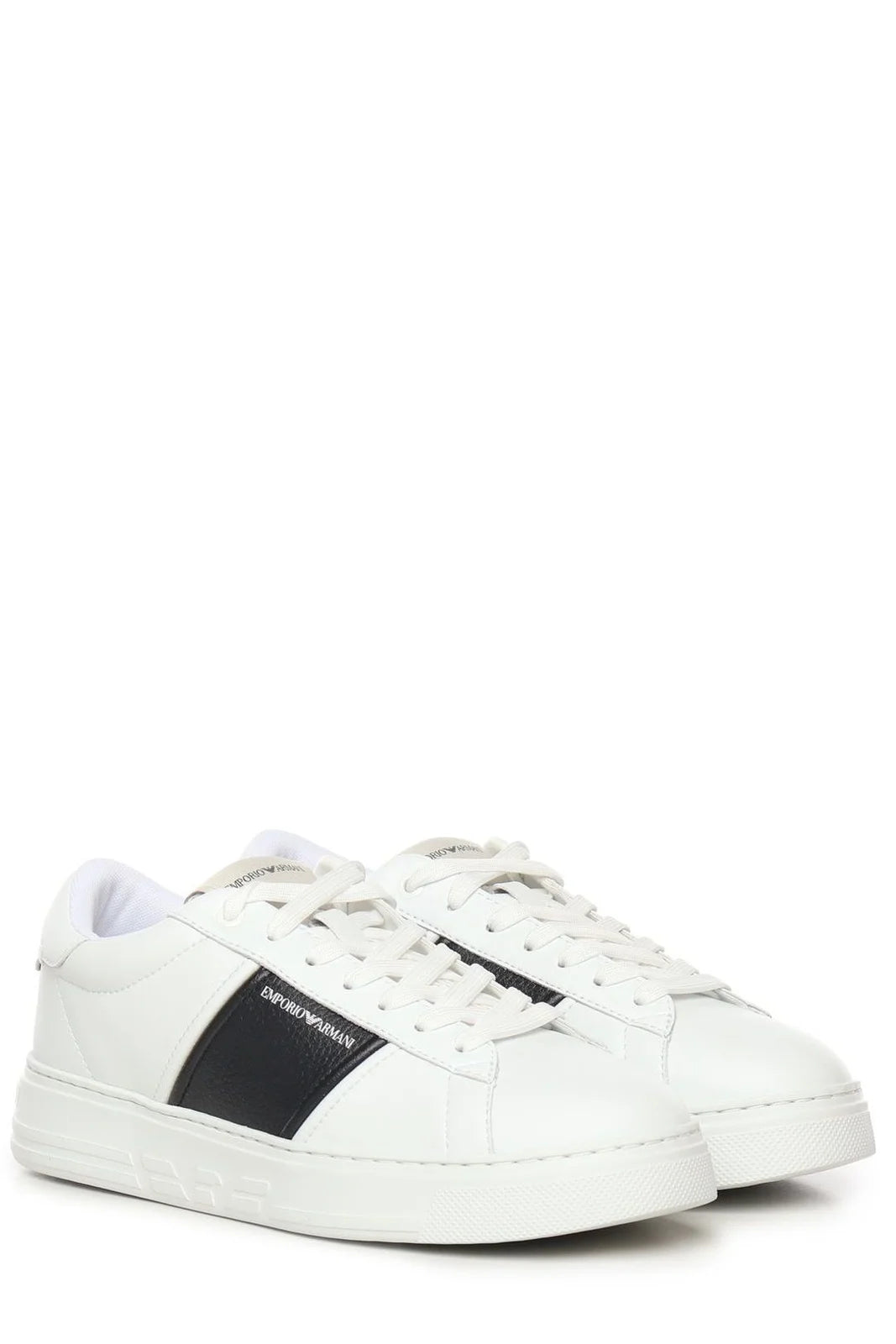Sneaker in Pelle con Banda Laterale / Bianco - Ideal Moda