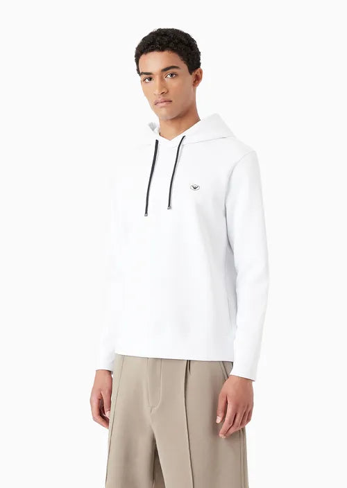 Felpa con Cappuccio e Patch Logo / Bianco - Ideal Moda