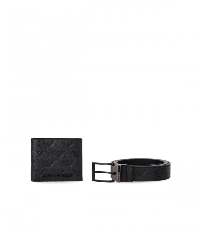 Set Portafoglio e Cintura con Logo / Nero - Ideal Moda