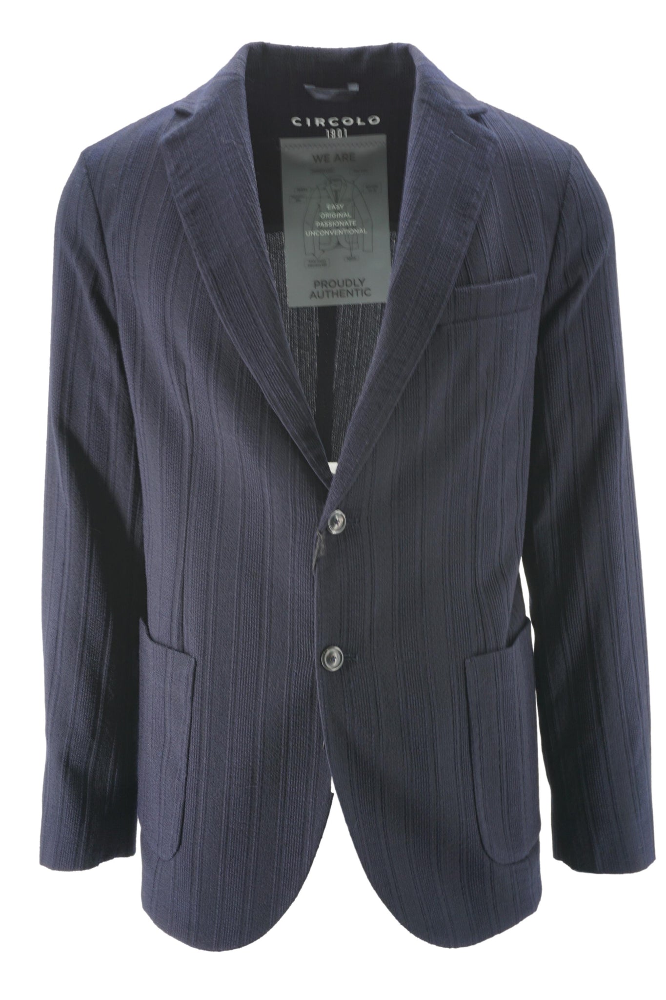 Giacca con Tramatura a Righe / Blu - Ideal Moda