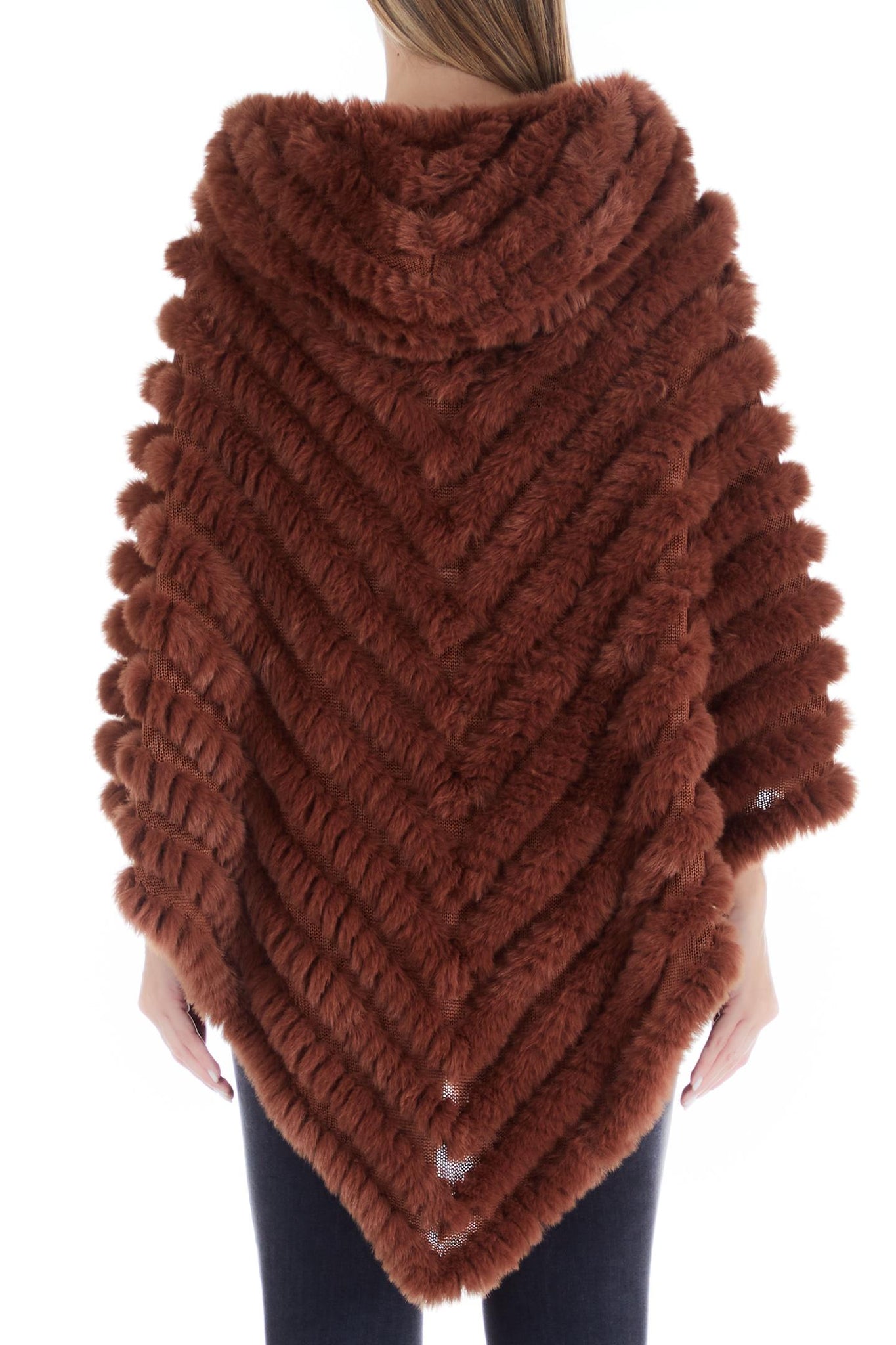 Poncho in Pelliccia Sintetica / Bordeaux - Ideal Moda