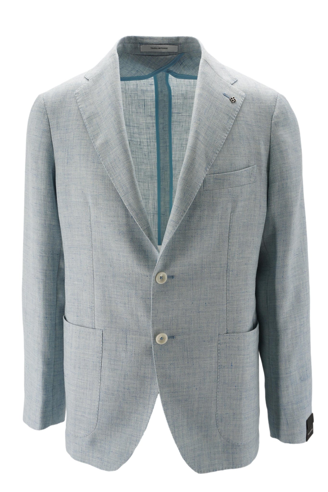 Giacca Slim Fit in Misto Lino / Celeste - Ideal Moda