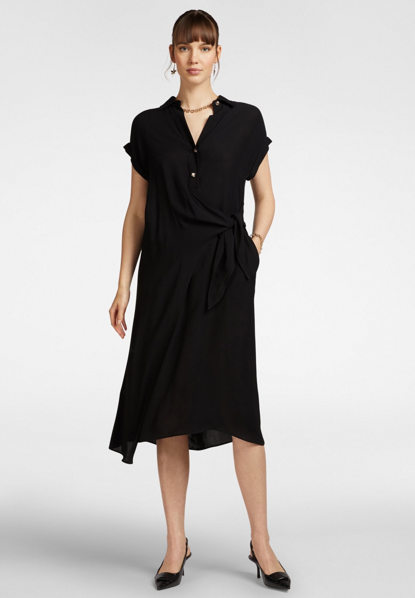 Abito con Noto Laterale / Nero - Ideal Moda