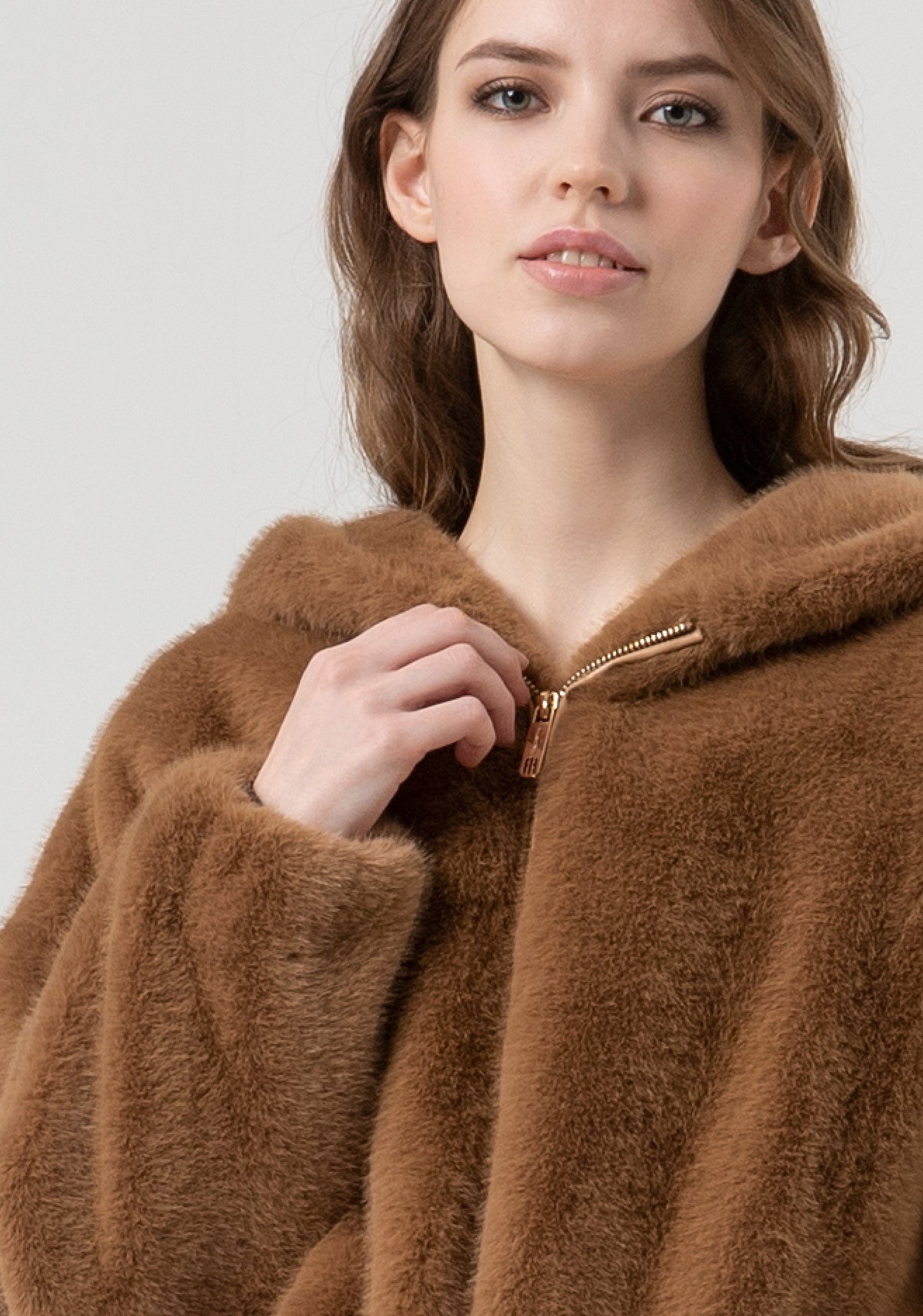 Giacca Bomber in Eco Pelliccia / Marrone