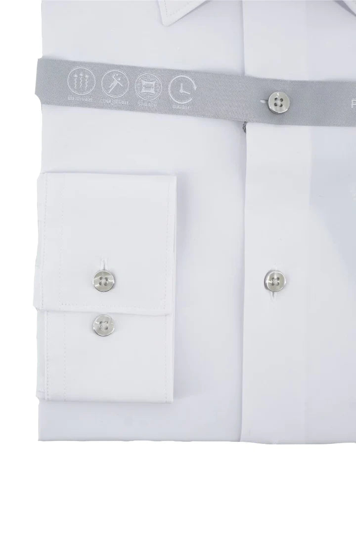 Camicia Stretch Slim Fit in Tessuto Tecnico / Bianco - Ideal Moda