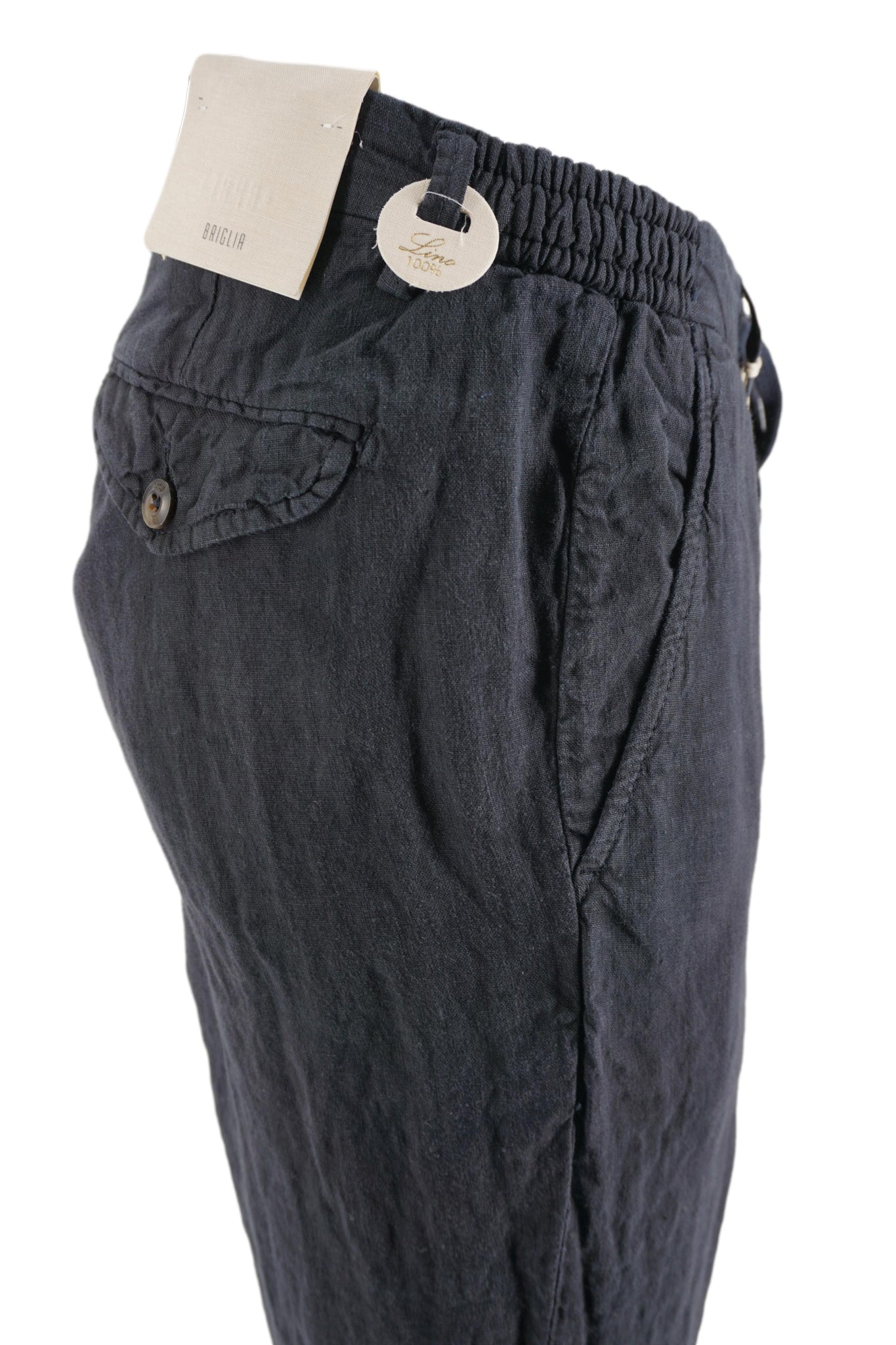 Pantalone in Lino con Coulisse in Vita / Blu - Ideal Moda
