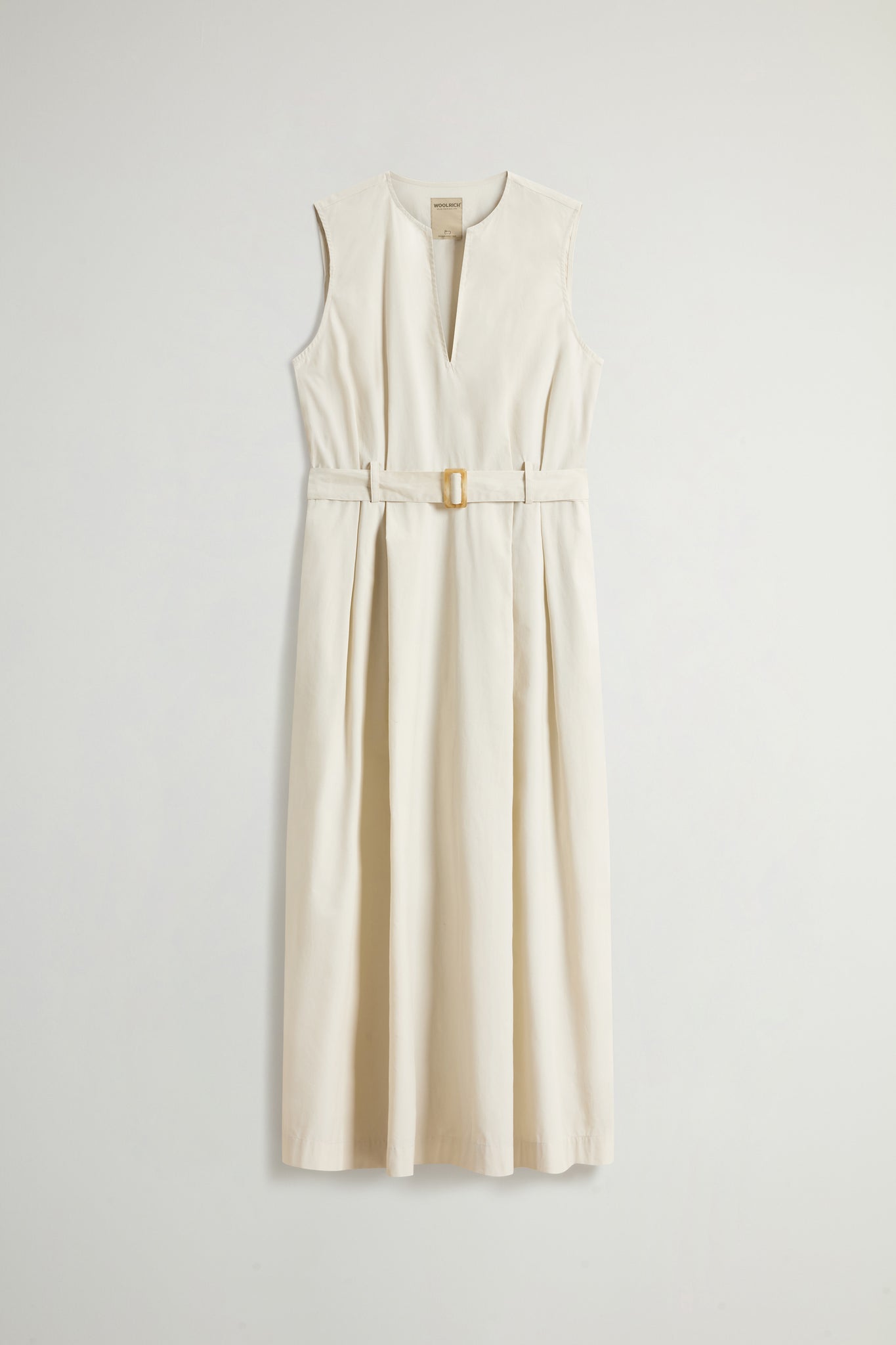 Vestito Smanicato in Popeline di Cotone / Beige - Ideal Moda
