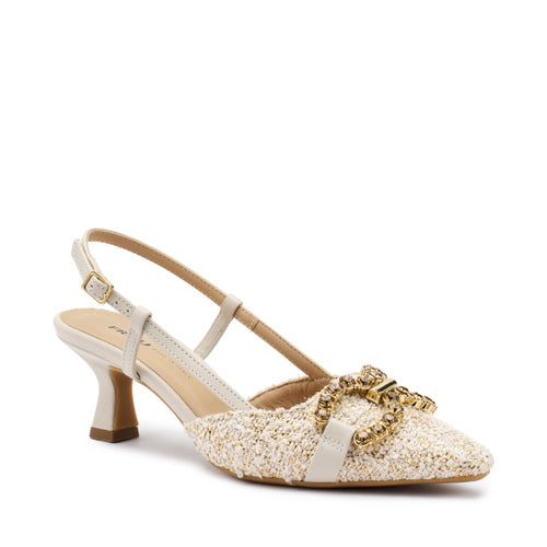 Slingback Gioiello con Tacco / Beige - Ideal Moda