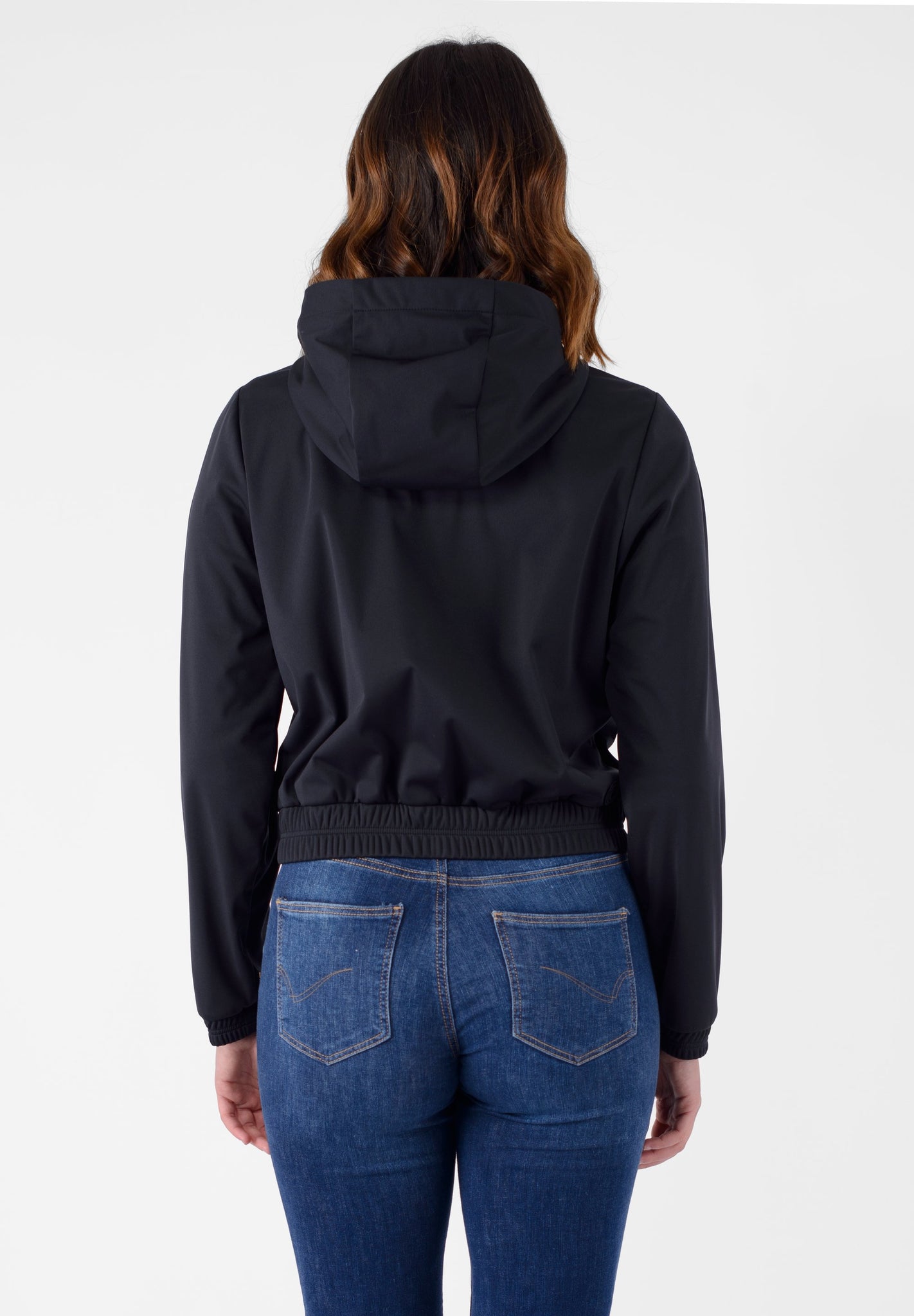 Giacca con Zip ed Elastico in Vita / Nero - Ideal Moda
