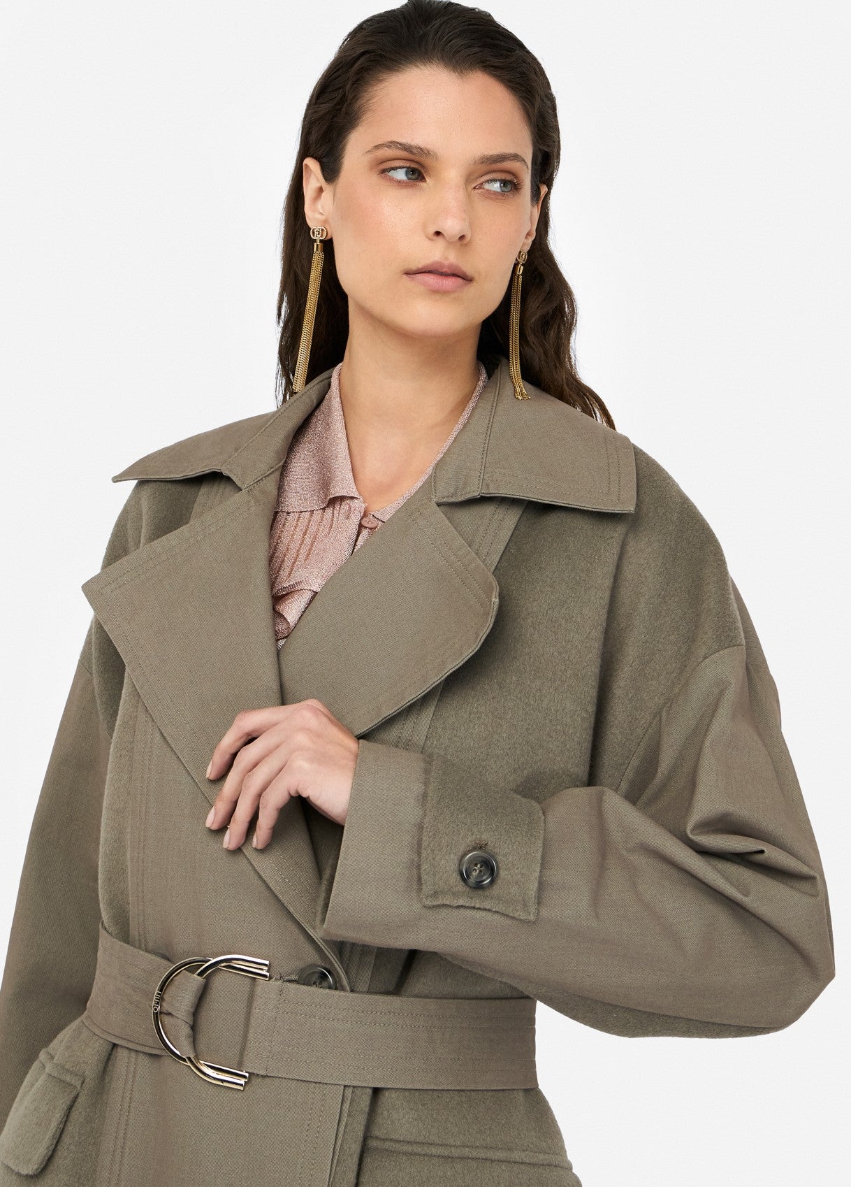 Trench Doppiopetto in Lana / Verde - Ideal Moda
