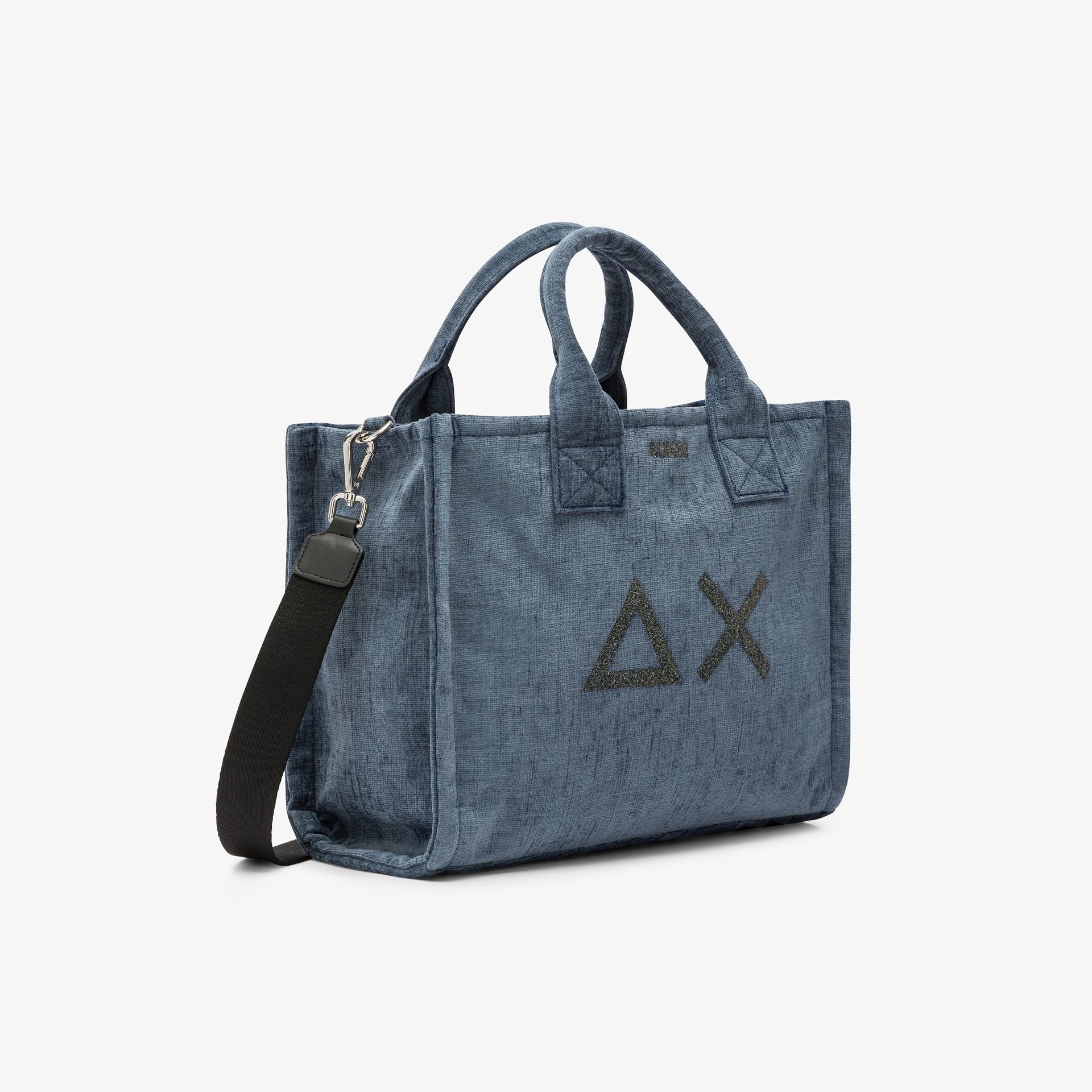 Shopping Bag Midi Cali in Velluto / Jeans - Ideal Moda