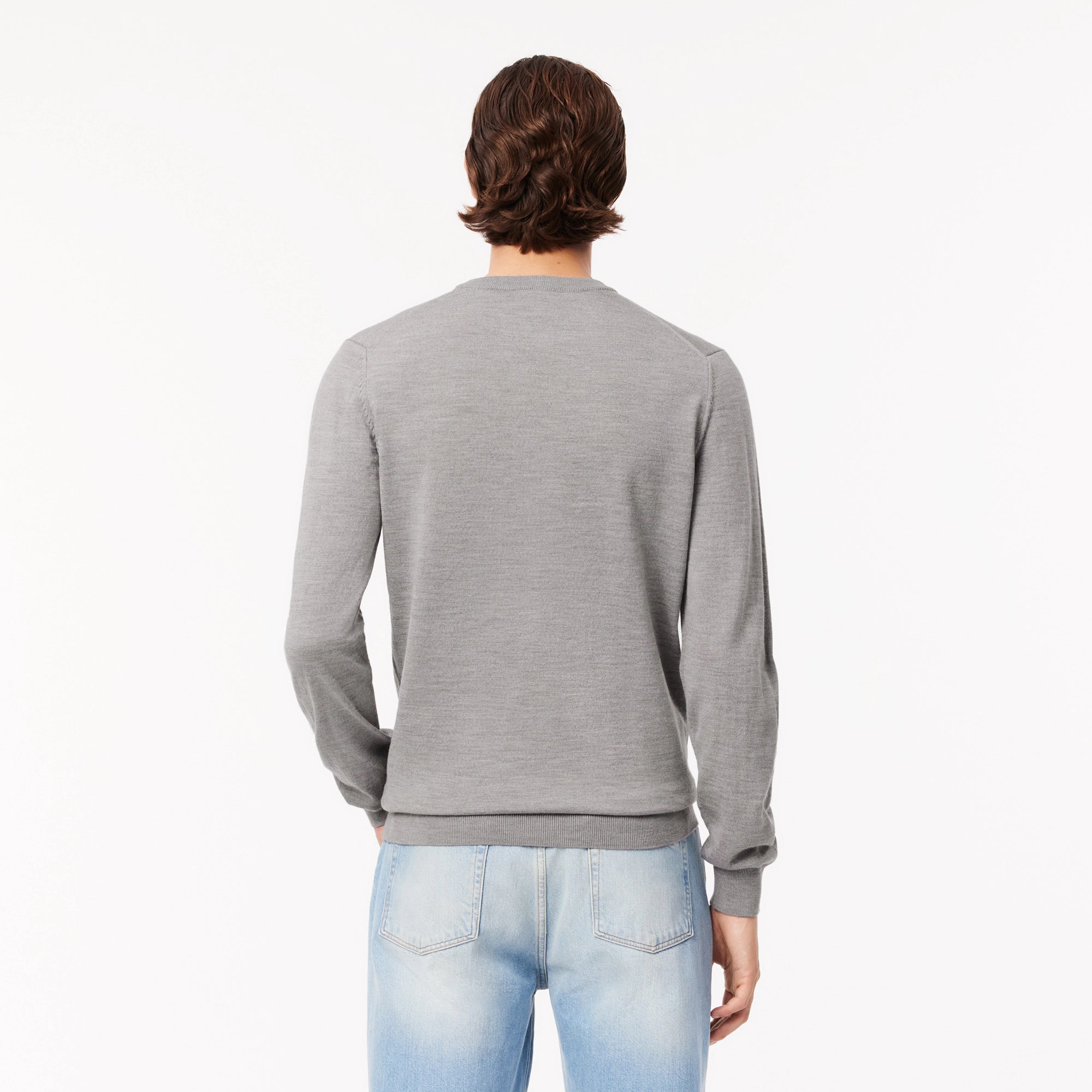 Pullover in Lana Merino con Collo Rotondo / Grigio - Ideal Moda
