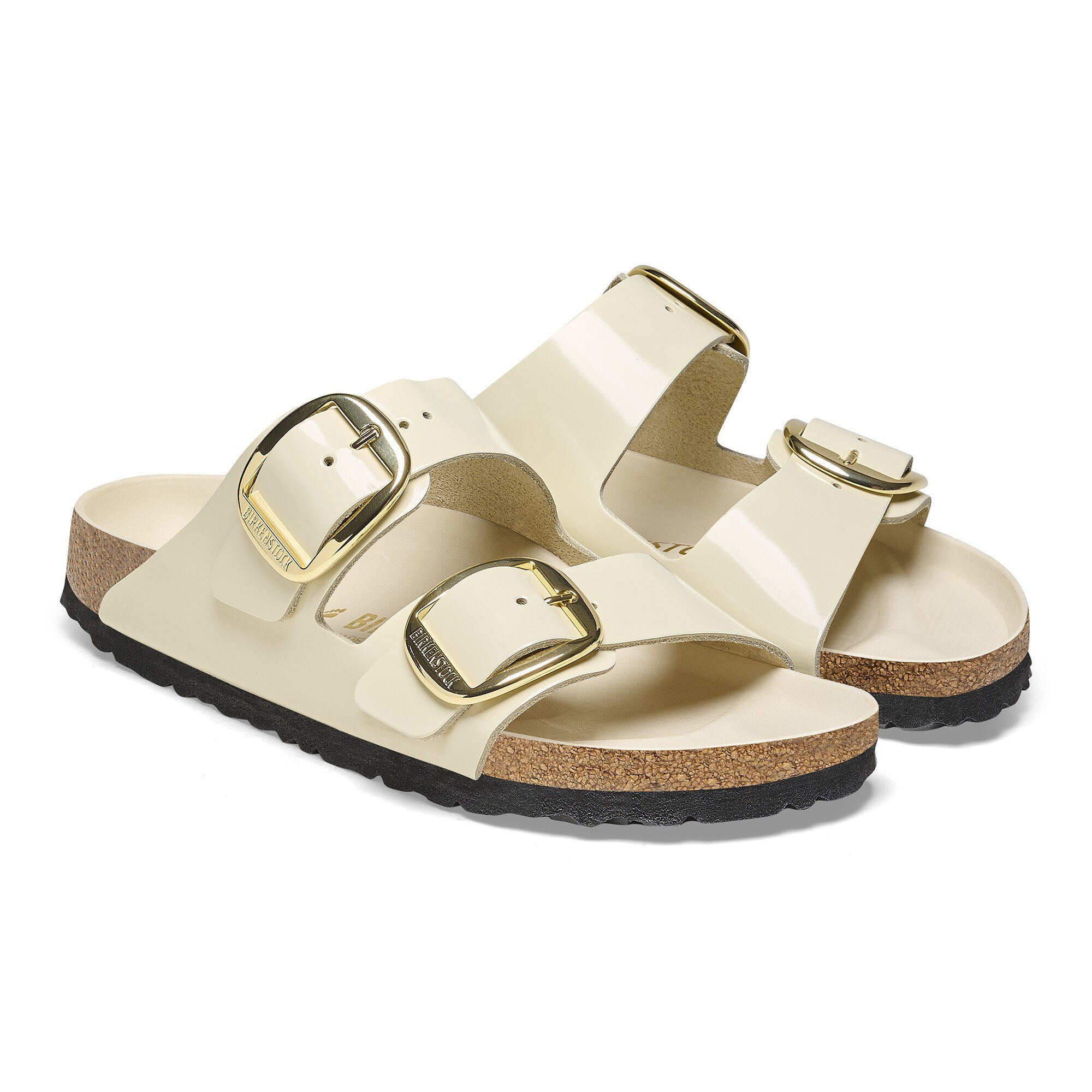 Sandalo Arizona Big Buckle in Pelle Vernice / Avorio - Ideal Moda