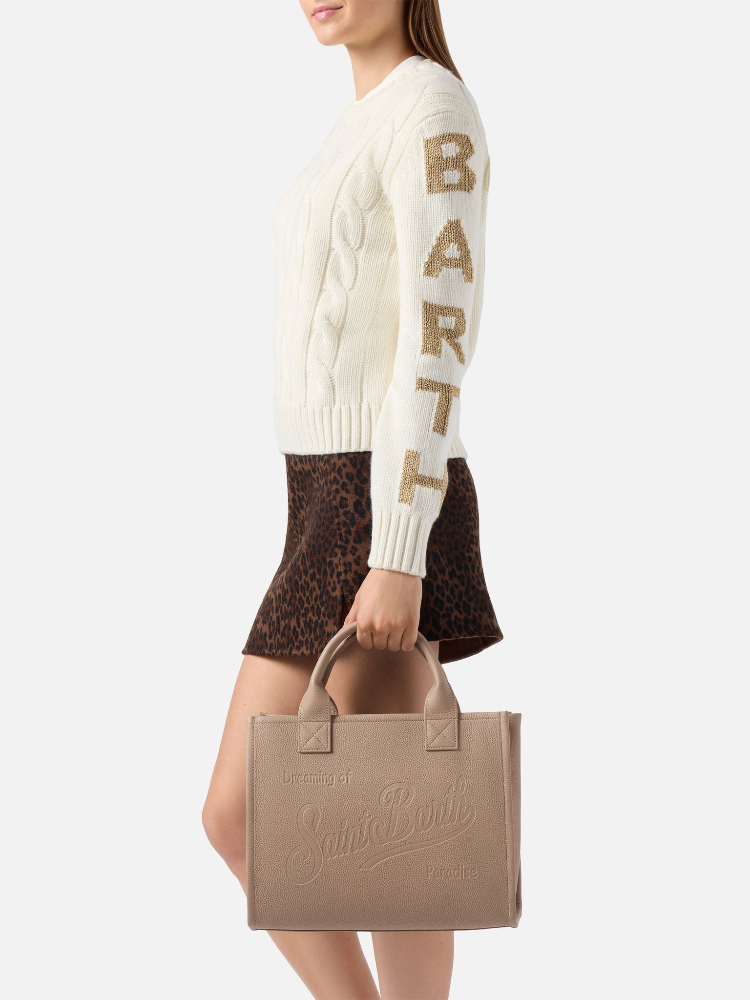 Borsa a Spalla Vanity in Pelle Martellata / Beige