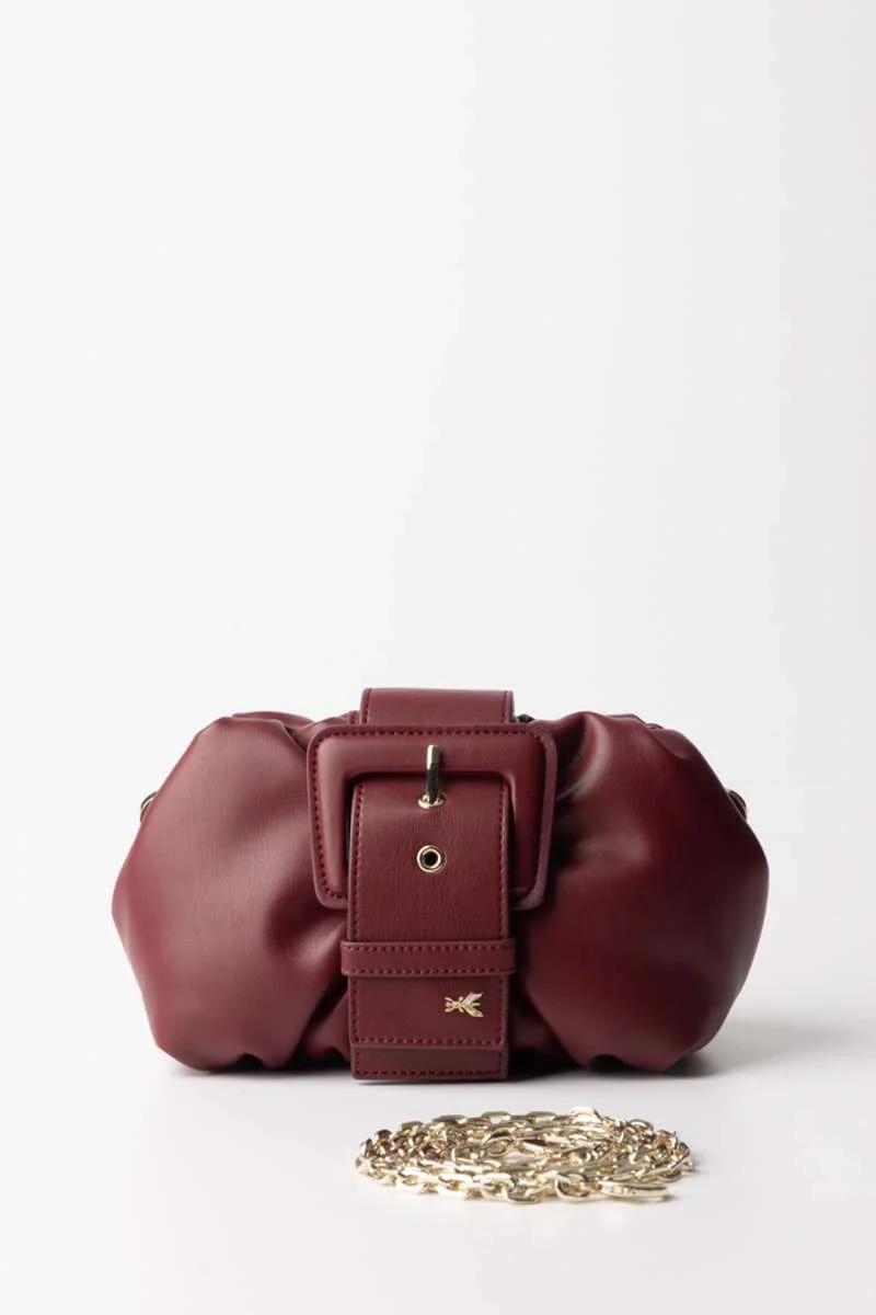 Borsa a Tracolla con Fibbia a Placca / Bordeaux - Ideal Moda