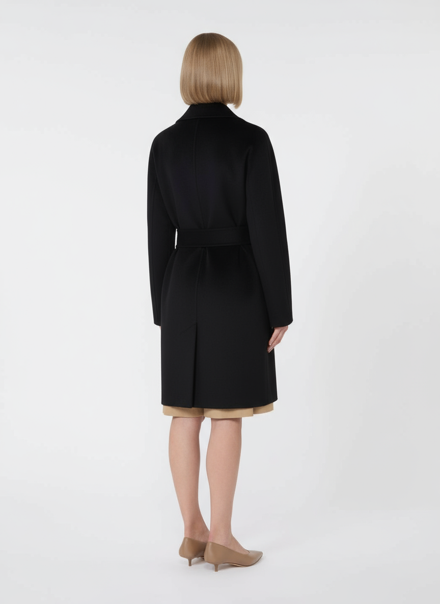 Cappotto a Vestaglia in Lana, Seta e Casmere / Nero - Ideal Moda