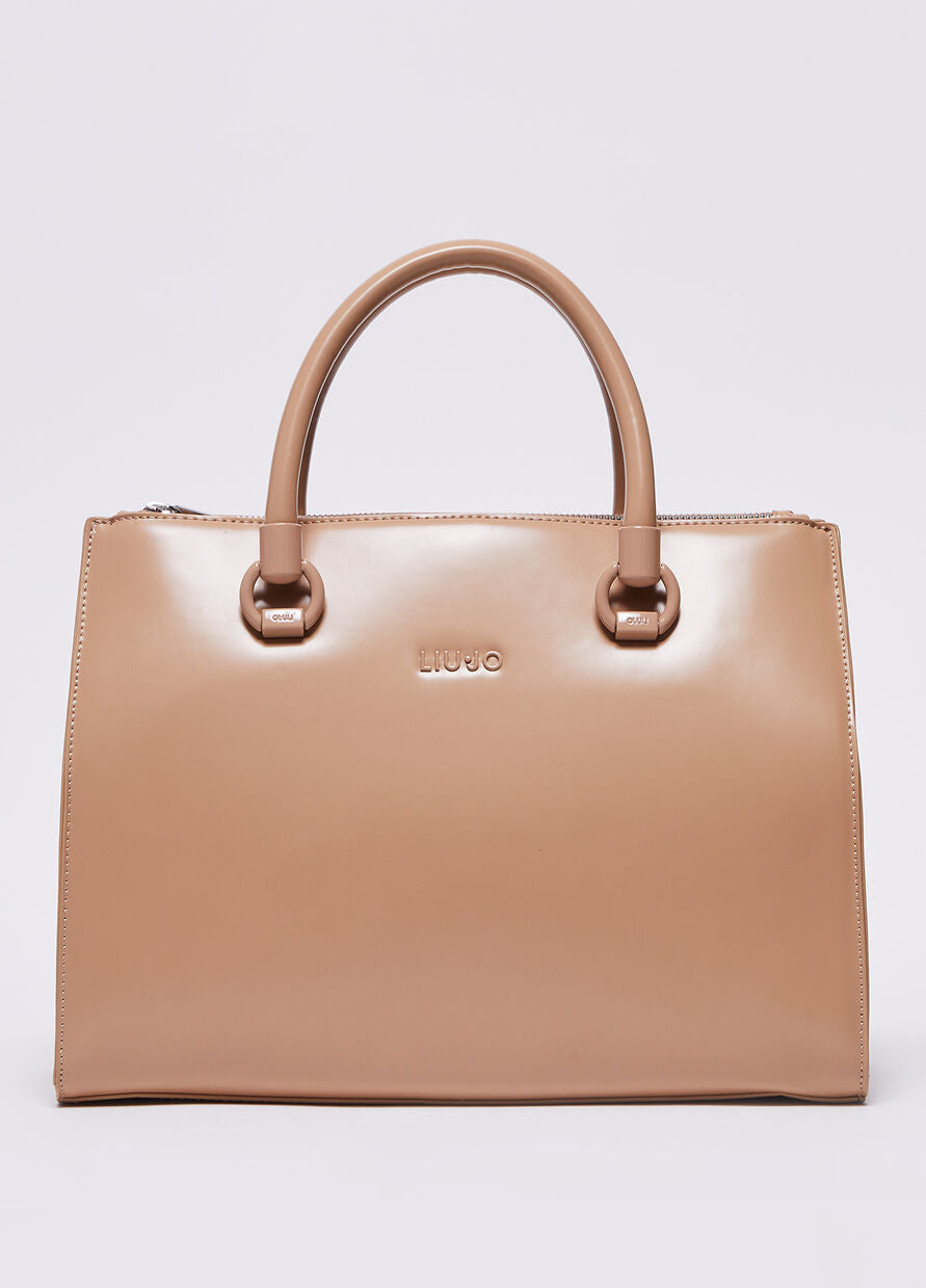 Borsa a Mano con Logo / Beige - Ideal Moda