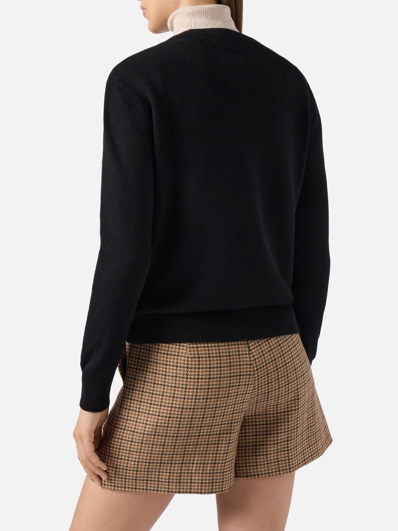 Maglione in Misto Cashmere con Jacquard / Nero