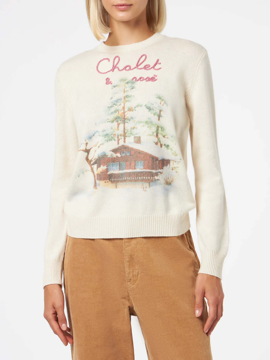 Maglia Girocollo con Stampa / Bianco - Ideal Moda