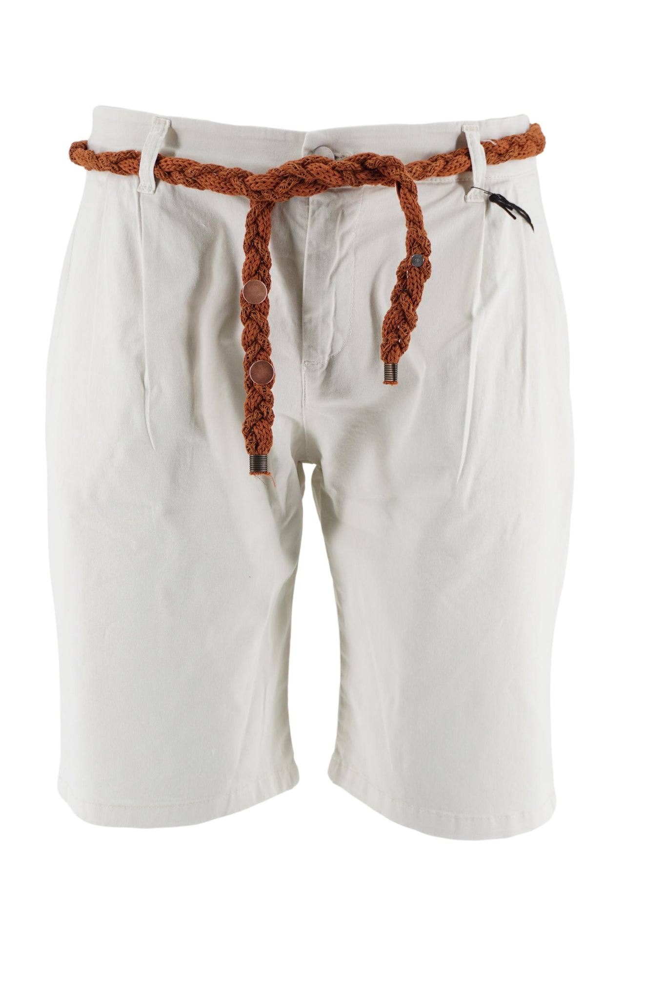 Pantaloncino con Pinces e Cintura / Bianco - Ideal Moda