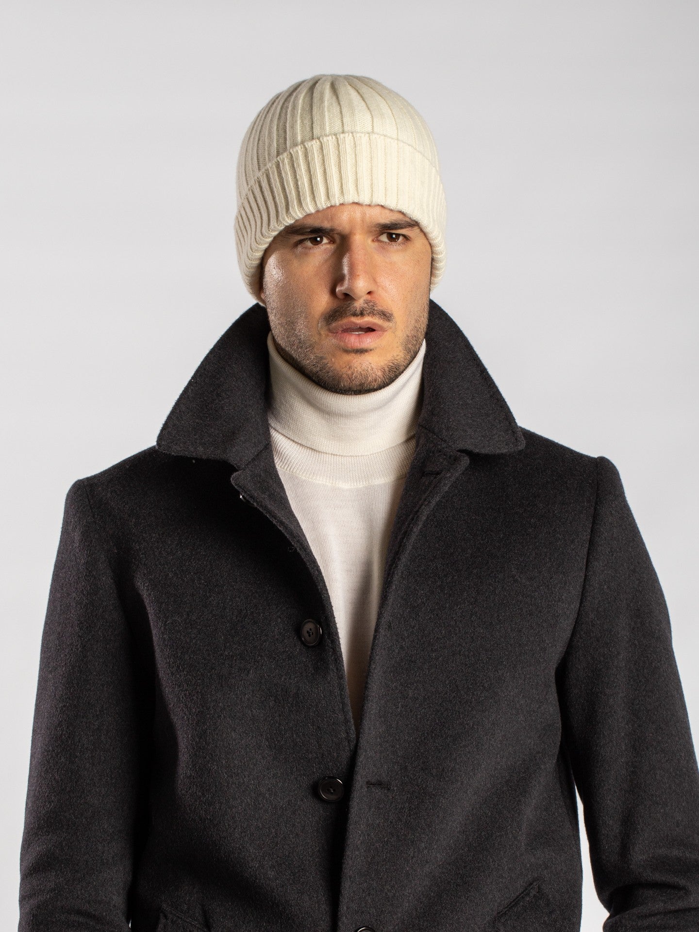 Cappellino in Maglia Inglese in Cashmere / Grigio - Ideal Moda